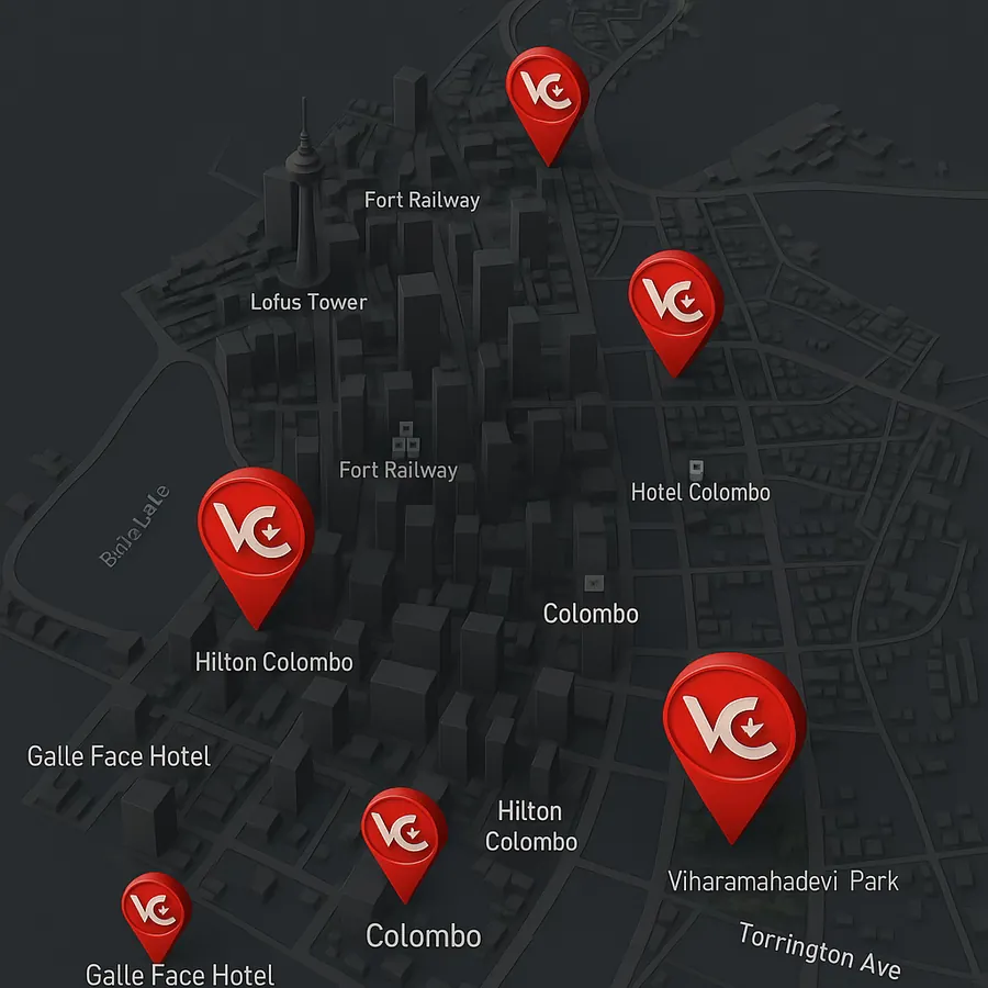 Map of VOLT Charge charging locations in Colombo